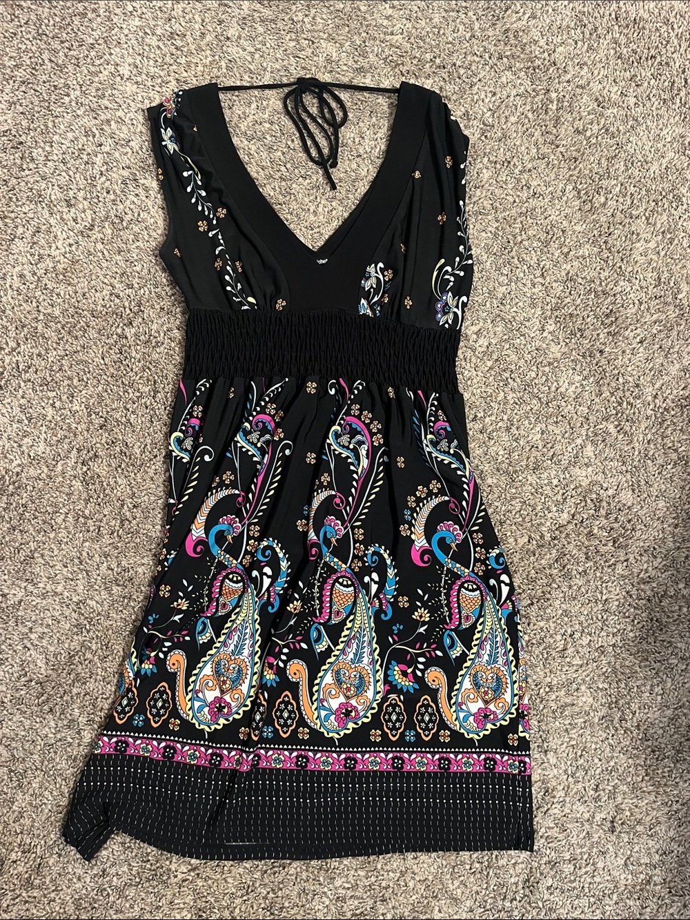 My Michelle Black Paisley-Print V-Neck Dress